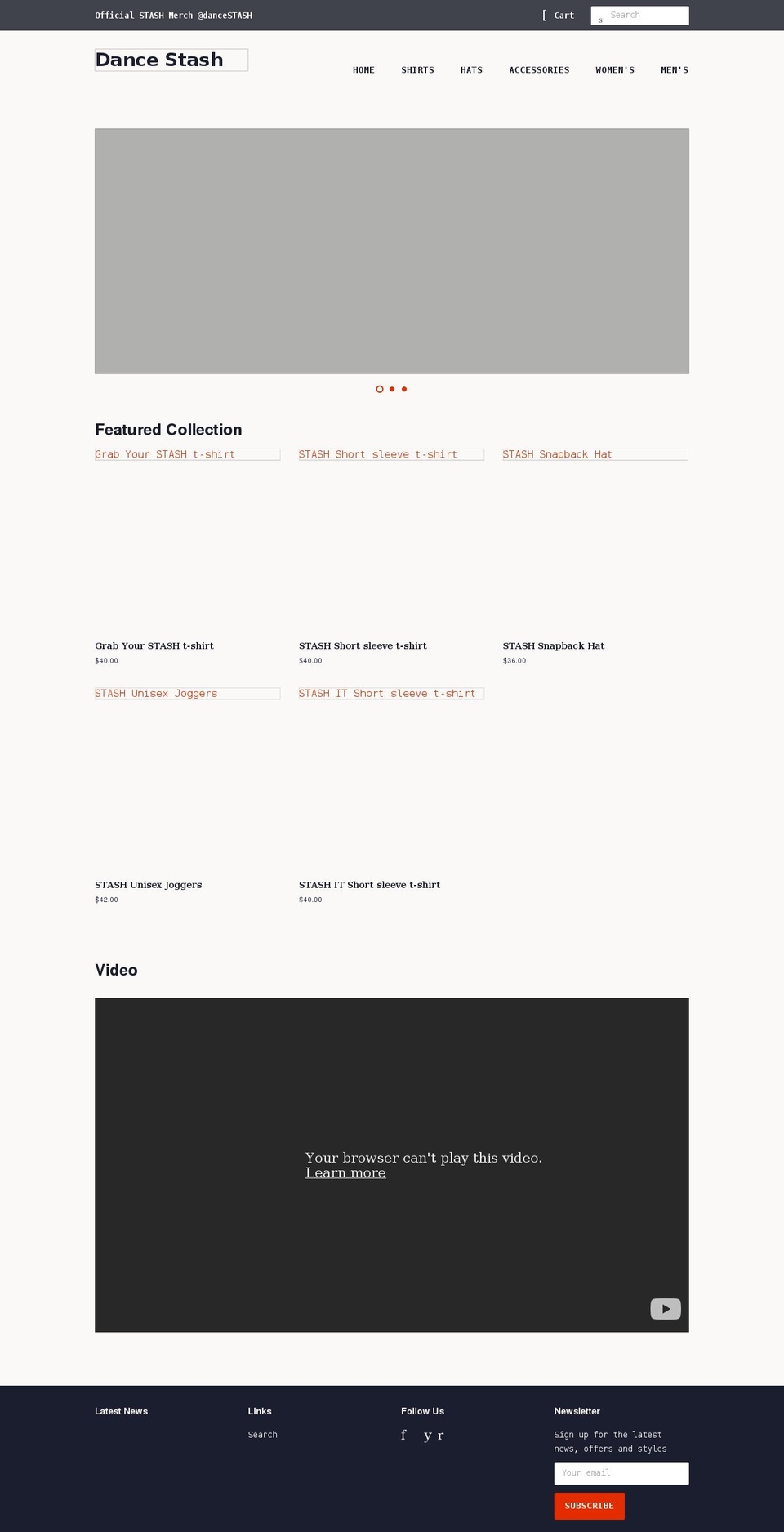 dancestash.com shopify website screenshot