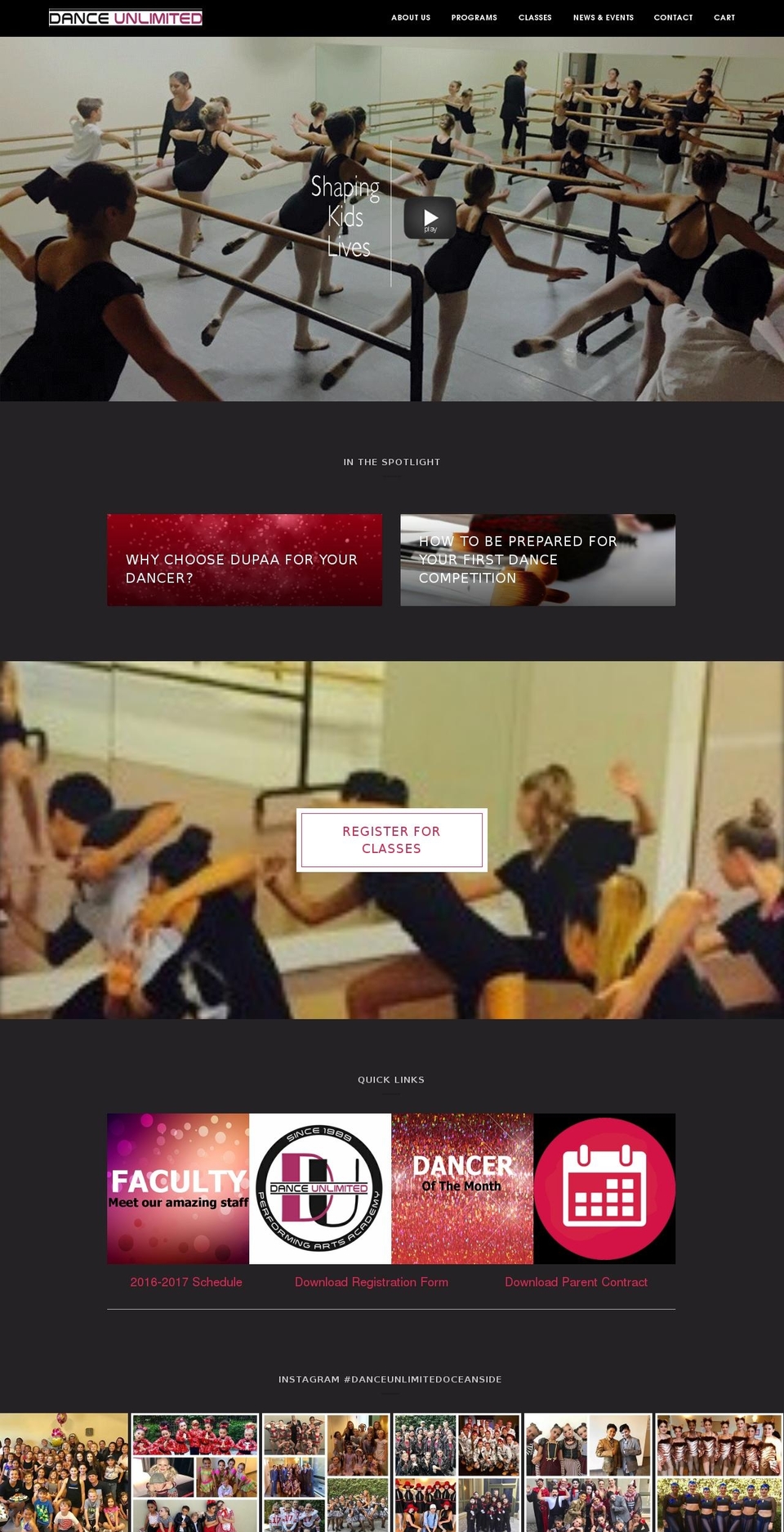 danceunlimitedoceanside.com shopify website screenshot