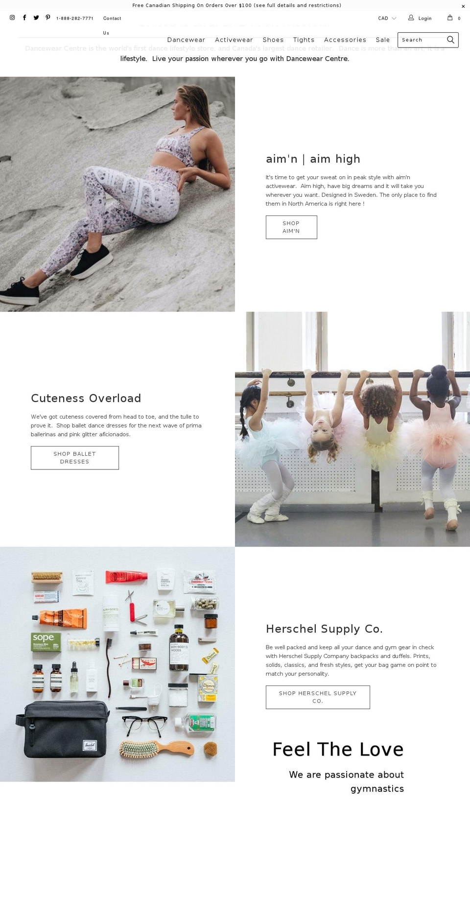 dancewearcenter.ca shopify website screenshot