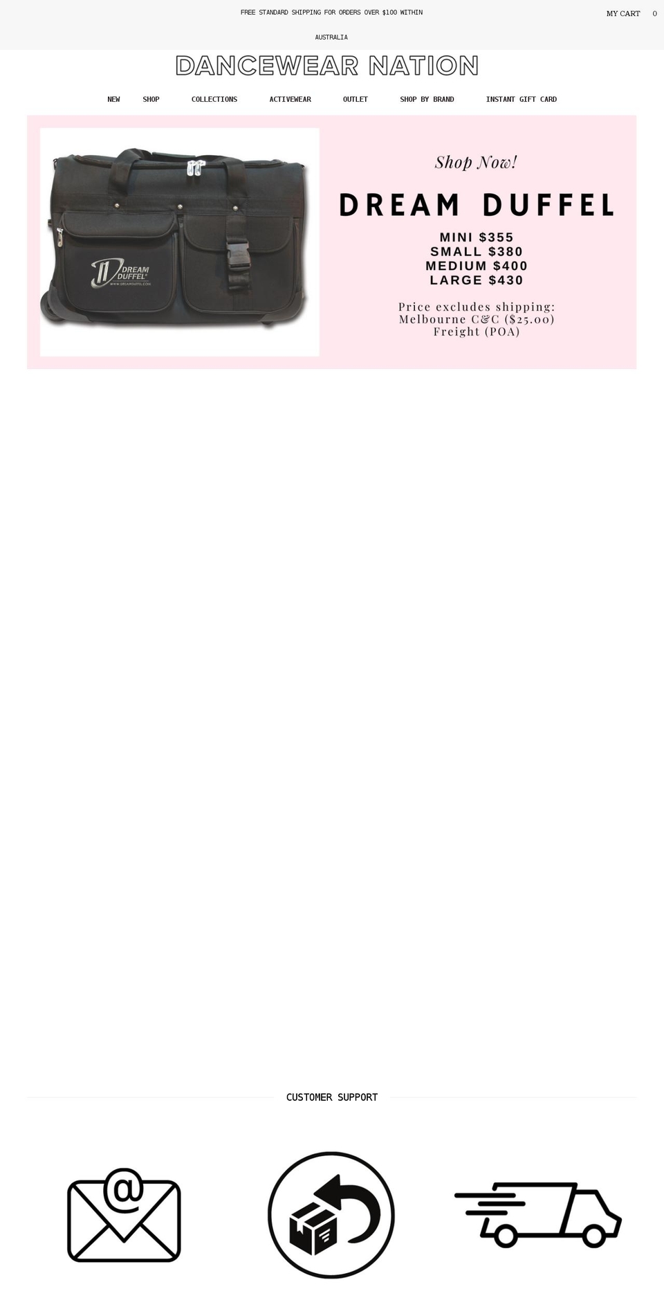 dancewearnation.com.au shopify website screenshot