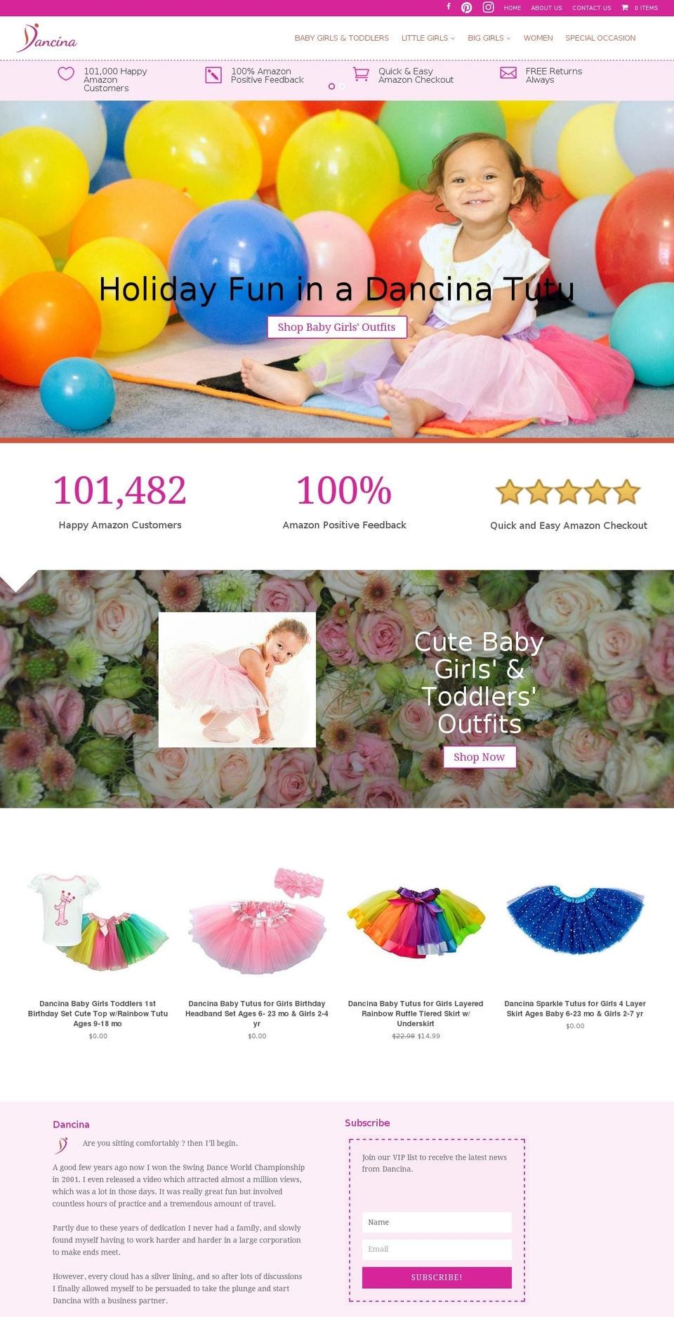 dancina.com shopify website screenshot