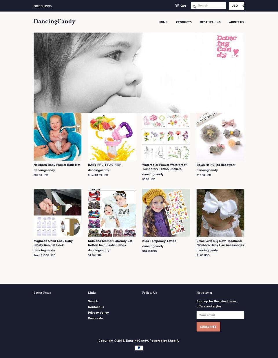 dancingcandy.com — Shopify storefront screenshot