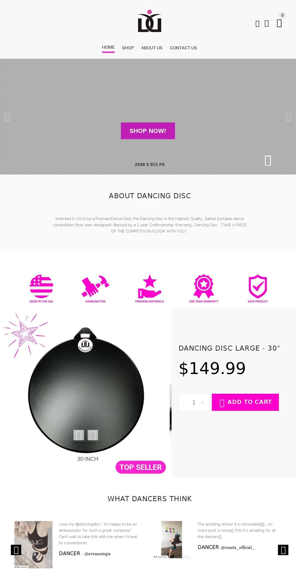dancingdisc.com shopify website screenshot