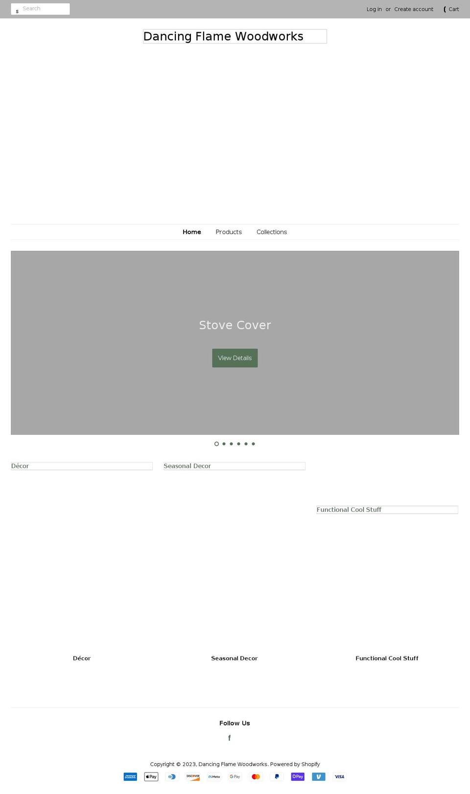 dancingflamewoodworks.com shopify website screenshot