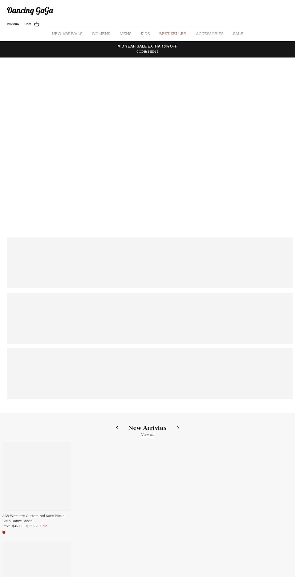 dancinggaga.com shopify website screenshot