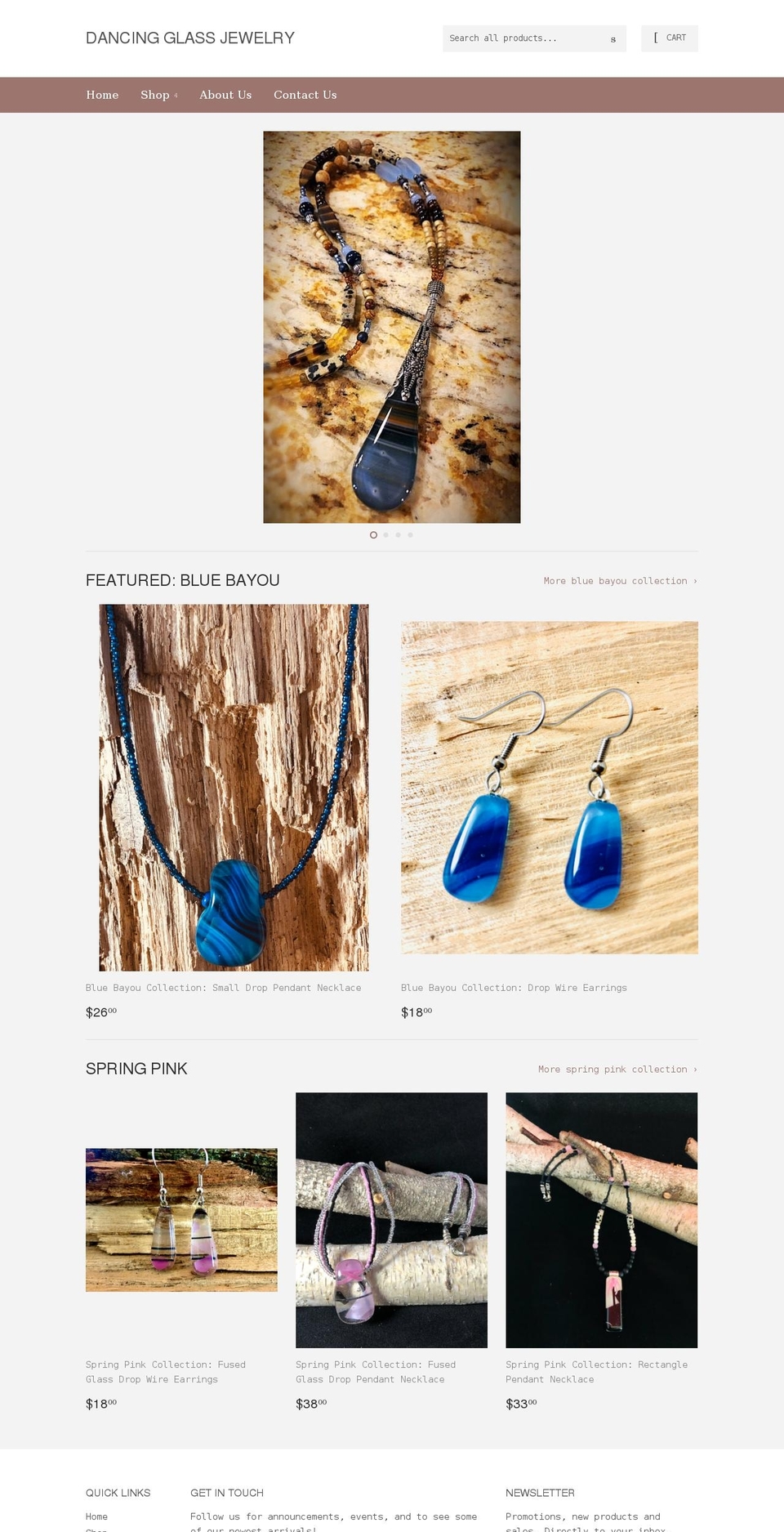 dancingglassjewelry.com shopify website screenshot