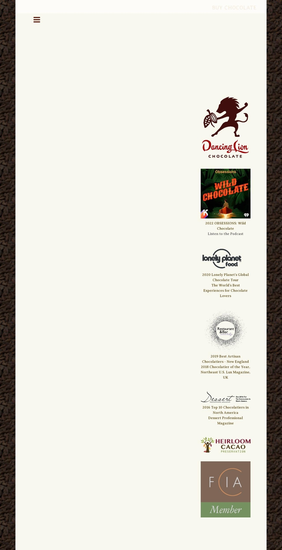 dancinglionchocolate.com shopify website screenshot