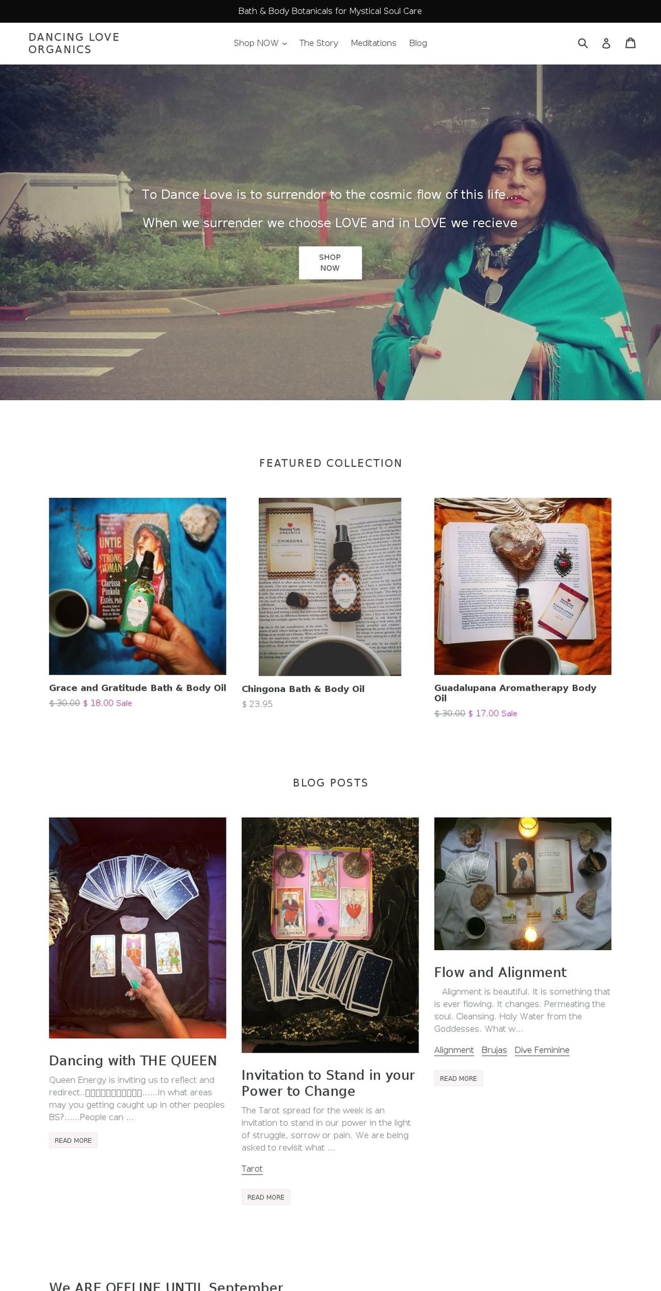 dancingloveorganics.com — Shopify storefront screenshot