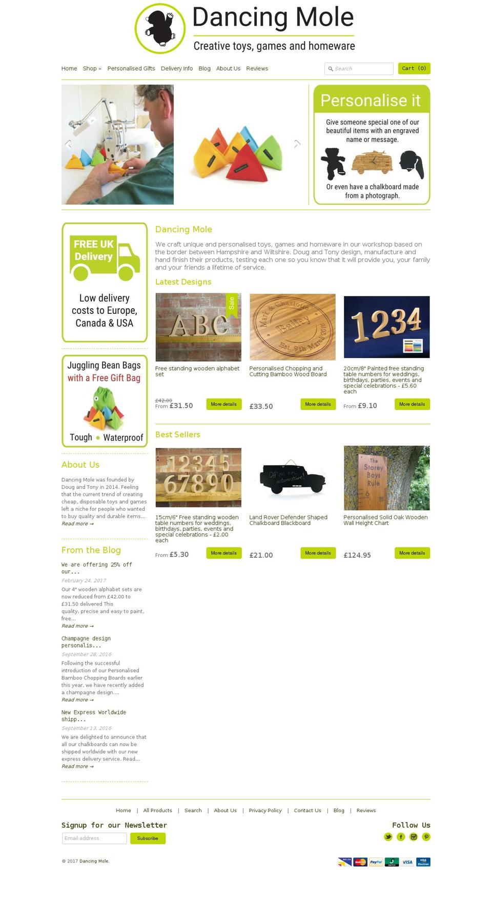 dancingmole.com shopify website screenshot