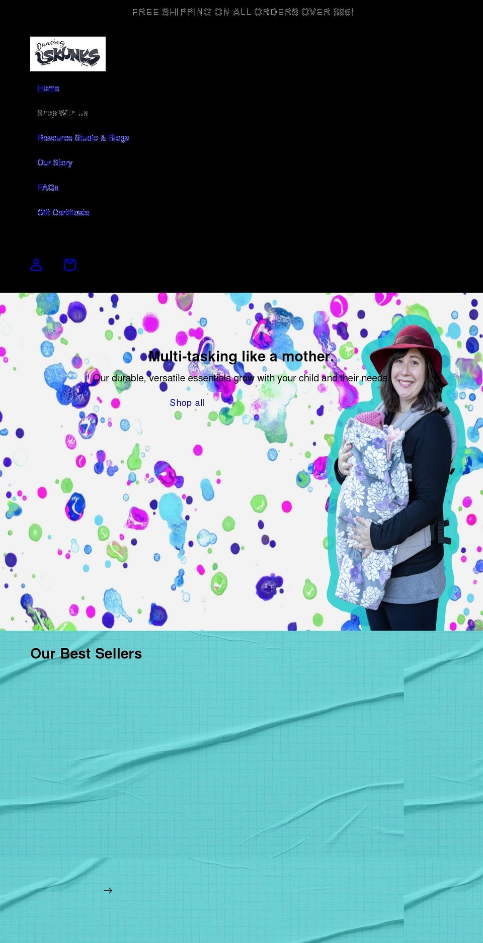 dancingskunks.com shopify website screenshot