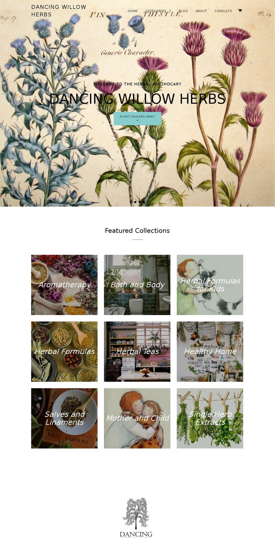 dancingwillowherbs.com shopify website screenshot