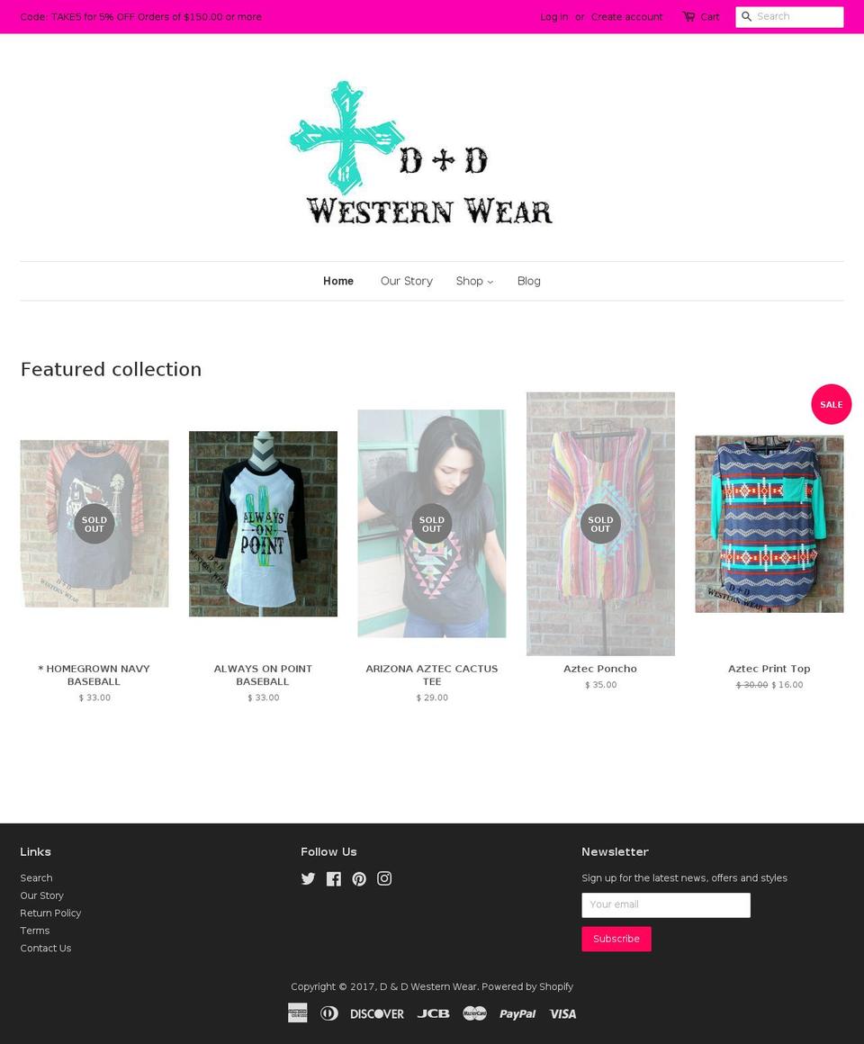 danddwesternwear.com shopify website screenshot