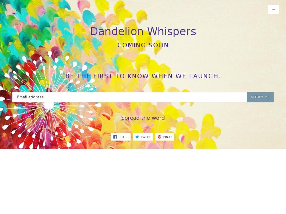 dandelionwhispers.com — Shopify storefront screenshot