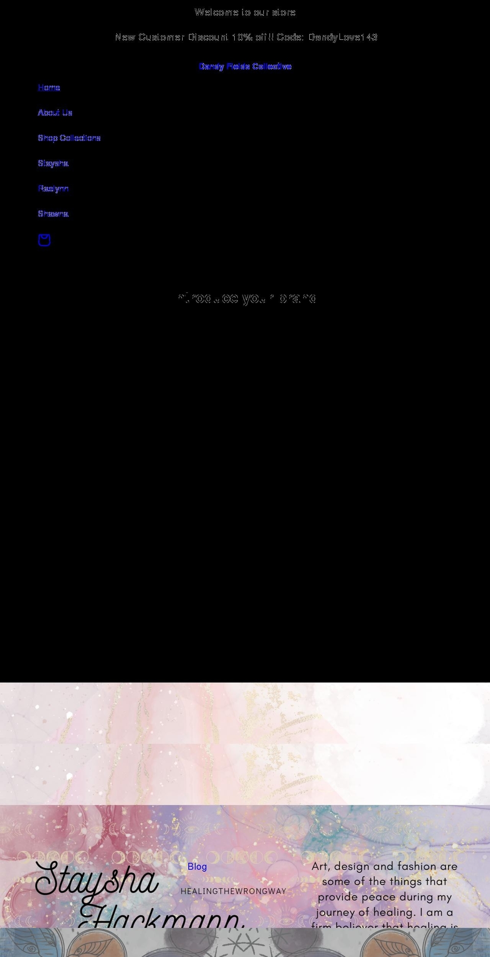 dandyfields.com shopify website screenshot