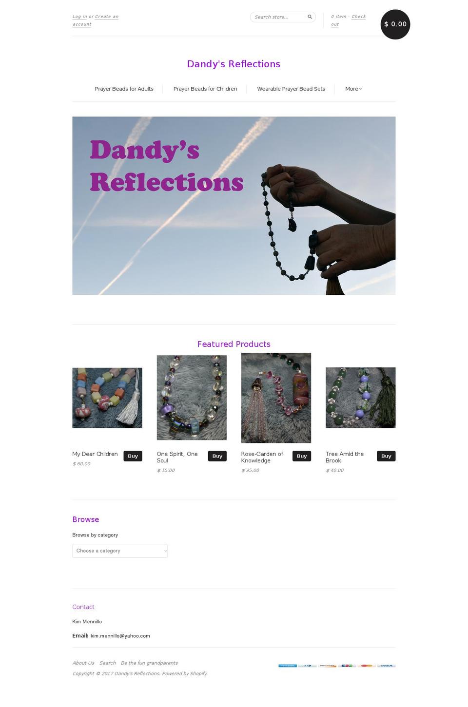 dandysreflections.net shopify website screenshot