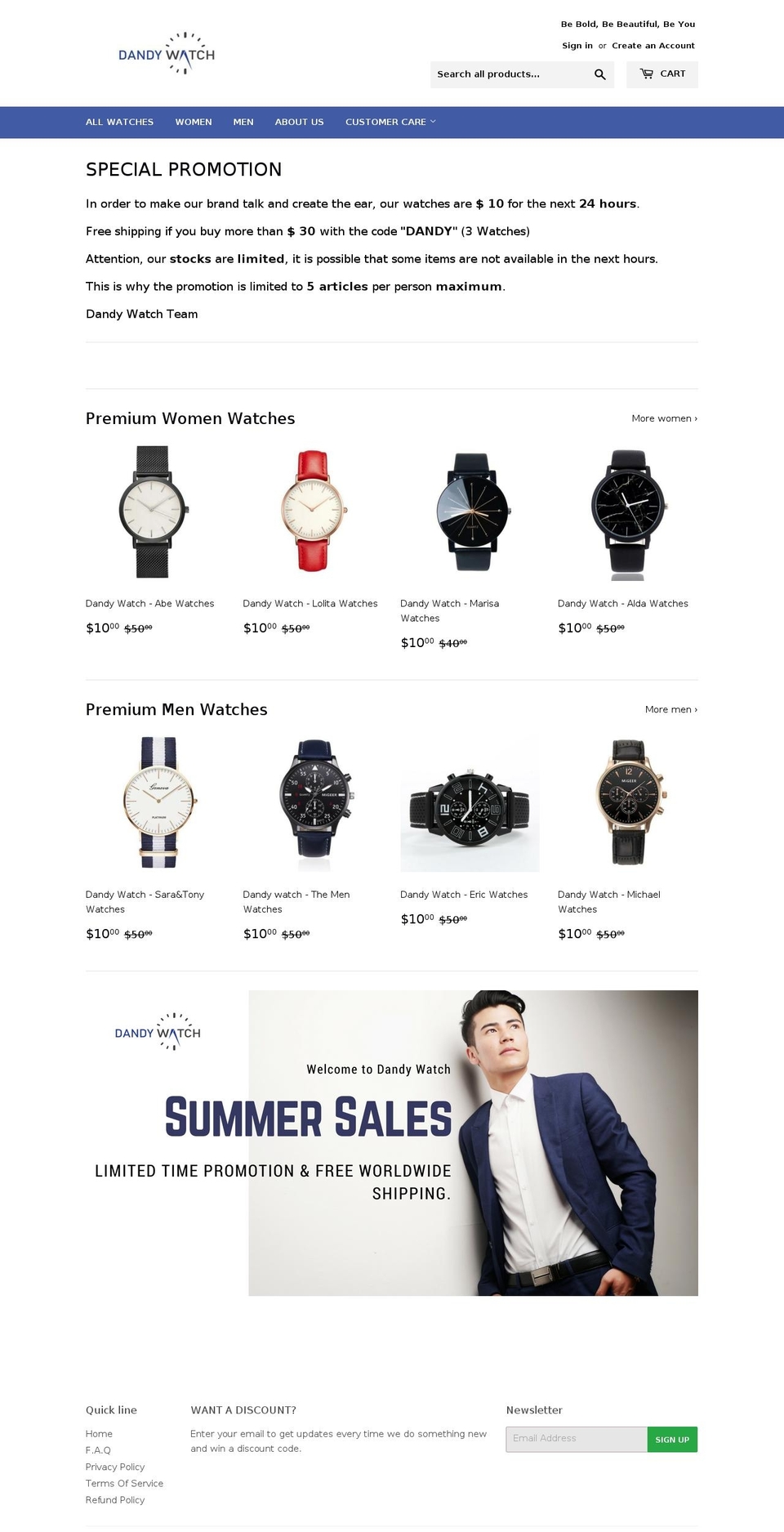 dandywatch.com — Shopify storefront screenshot