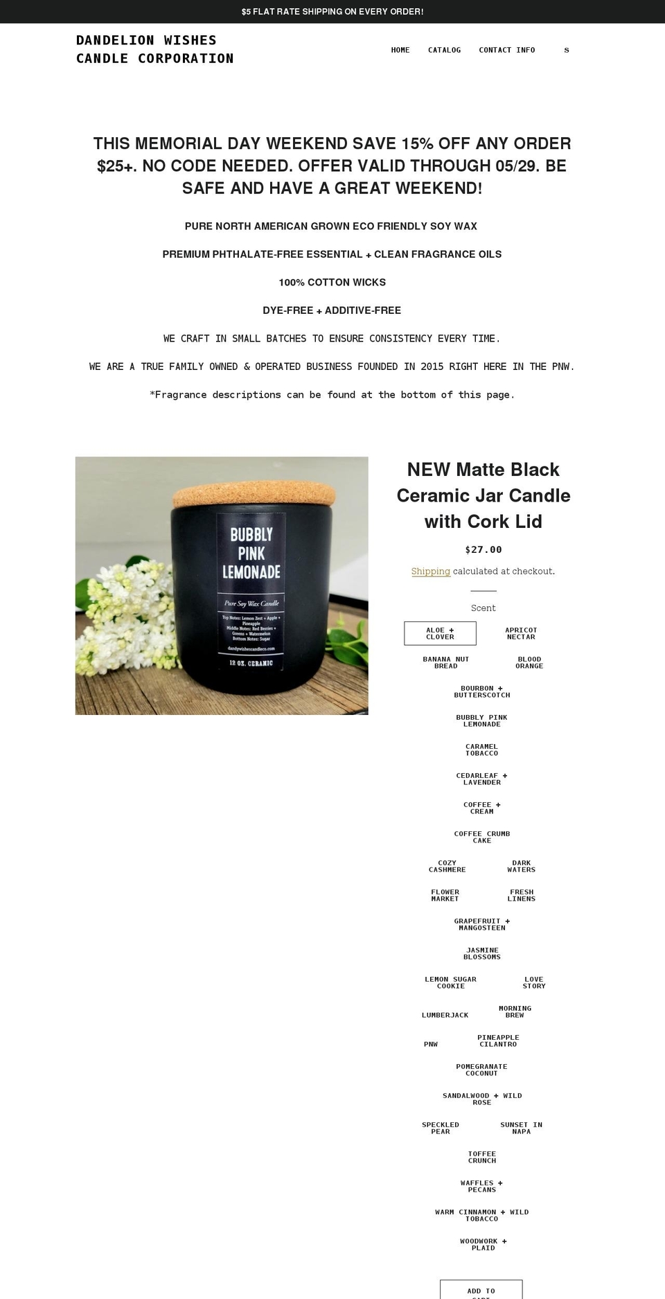 dandywishescandleco.com shopify website screenshot