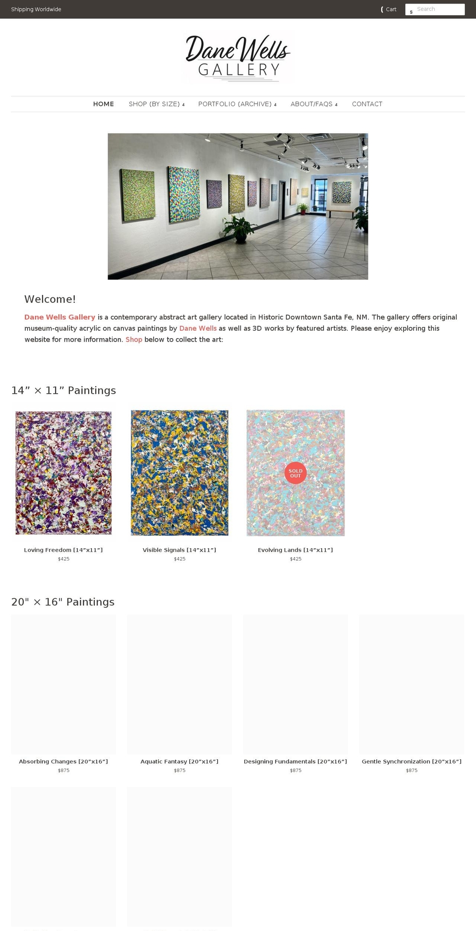 danewellsgallery.com shopify website screenshot