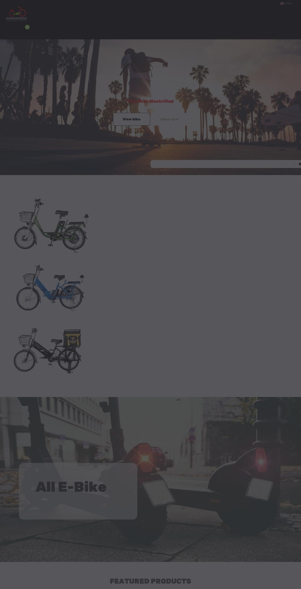 E-bike home Shopify theme site example dangarbikes.com