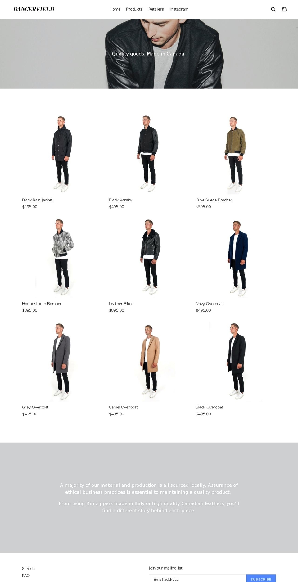 dangerfield.ca shopify website screenshot