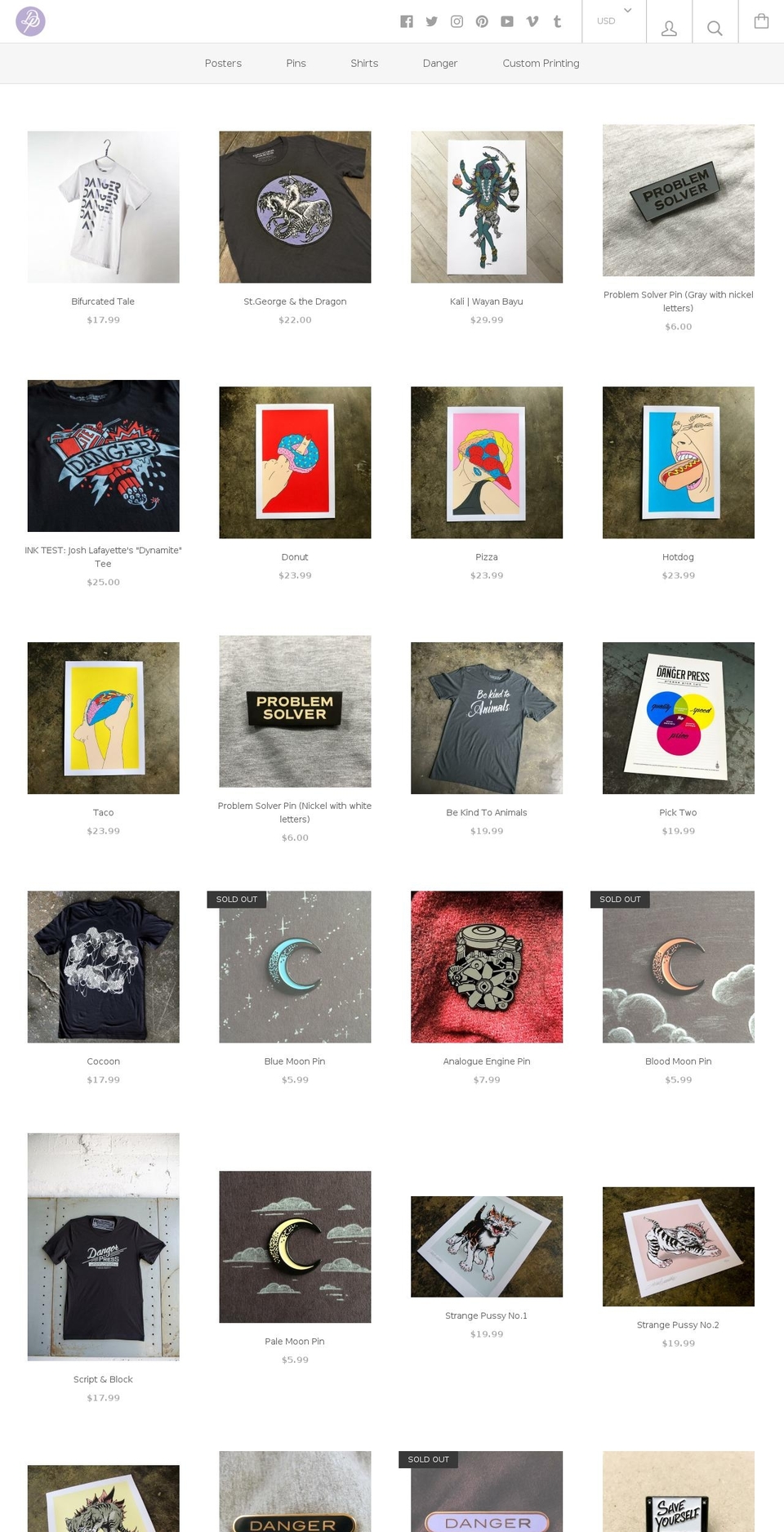 dangerthestore.com — Shopify storefront screenshot