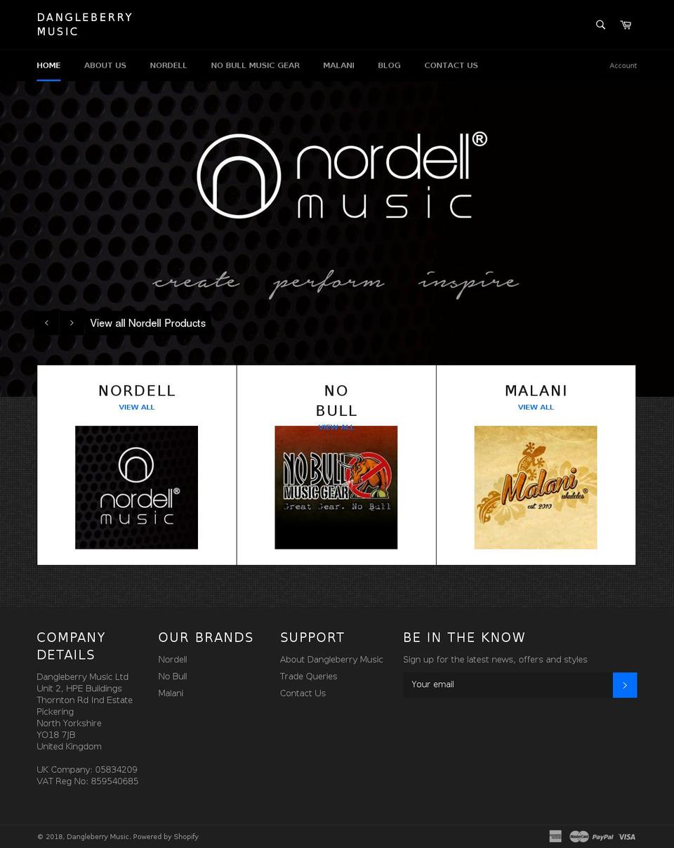 dangleberrymusic.co.uk shopify website screenshot