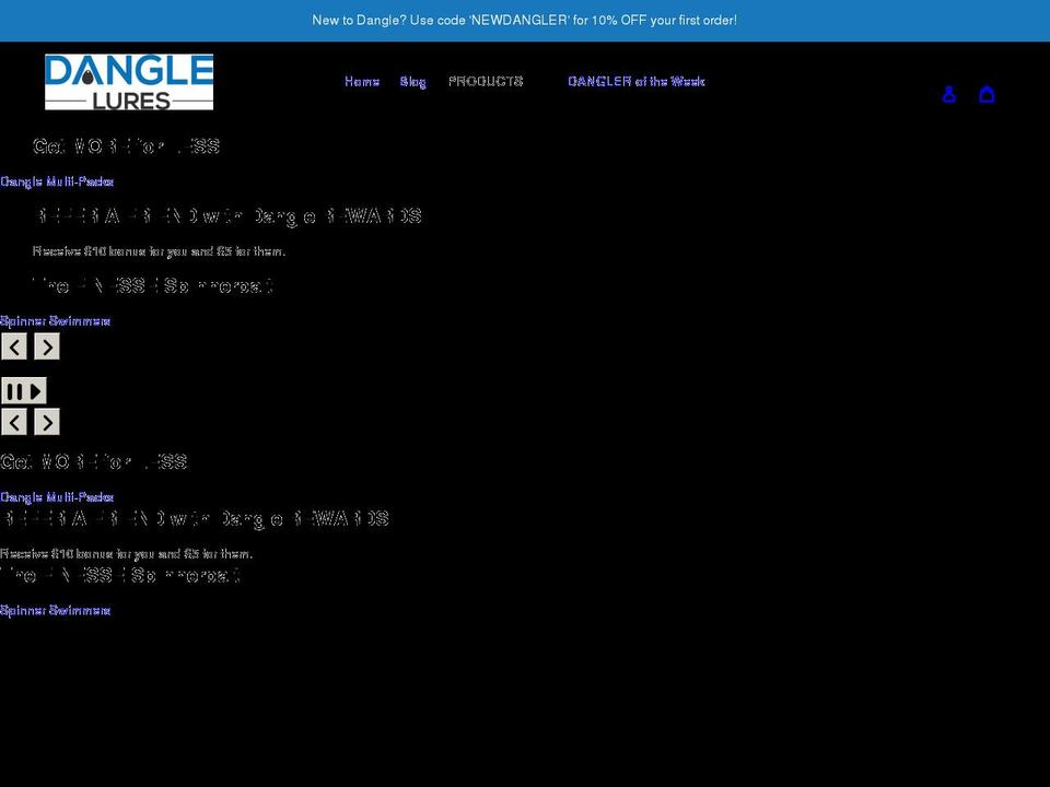 danglelures.com shopify website screenshot