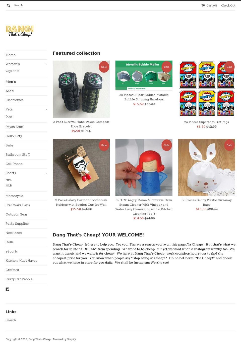 dangthatscheap.com — Shopify storefront screenshot