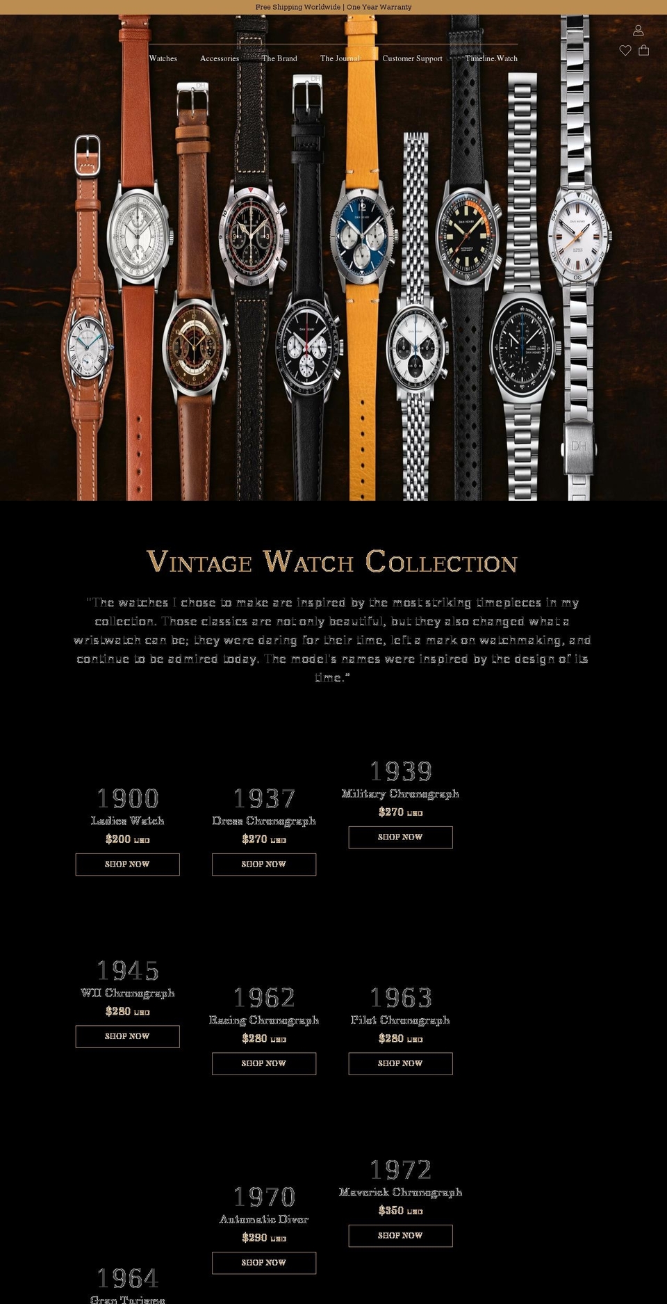 danhenrywatches.com shopify website screenshot