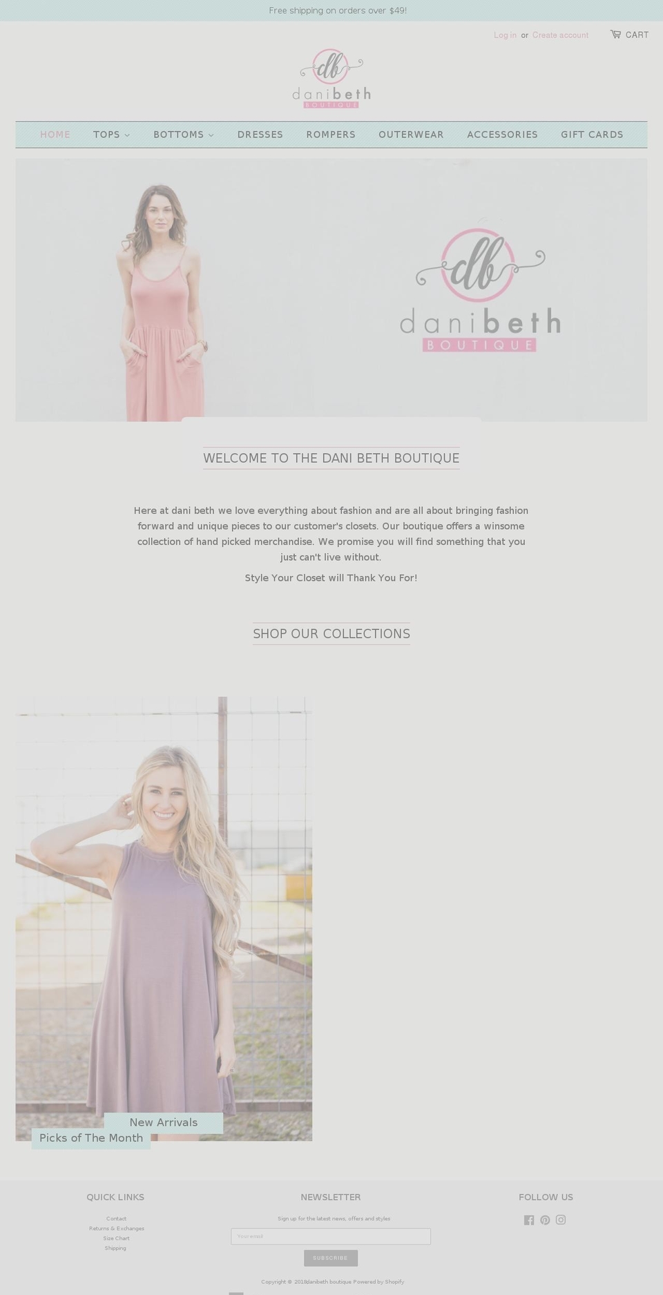 danibethboutique.com — Shopify storefront screenshot