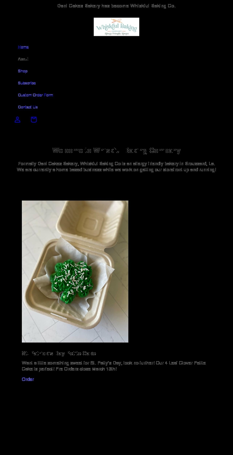 danicakesbakery.com — Shopify storefront screenshot