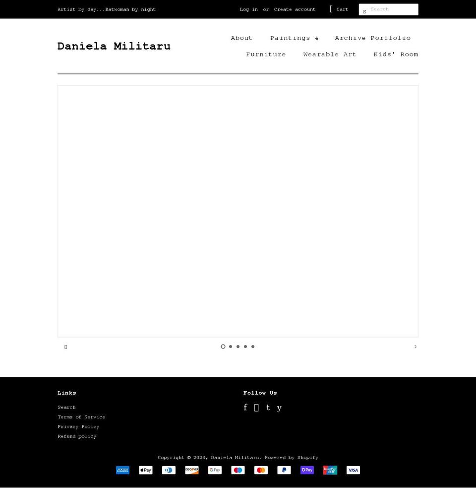 danielamilitaru.com shopify website screenshot