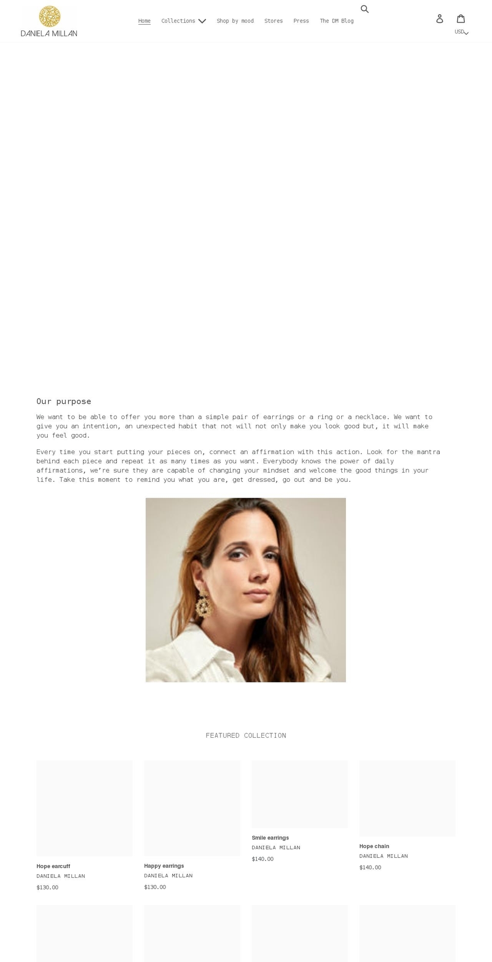 danielamillan.com shopify website screenshot
