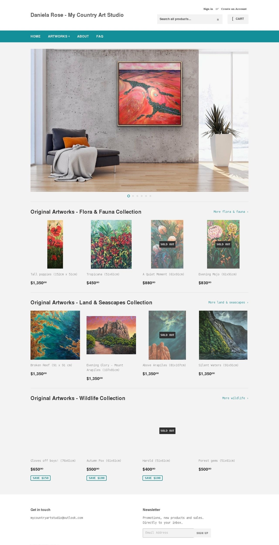 danielaroseart.com.au shopify website screenshot