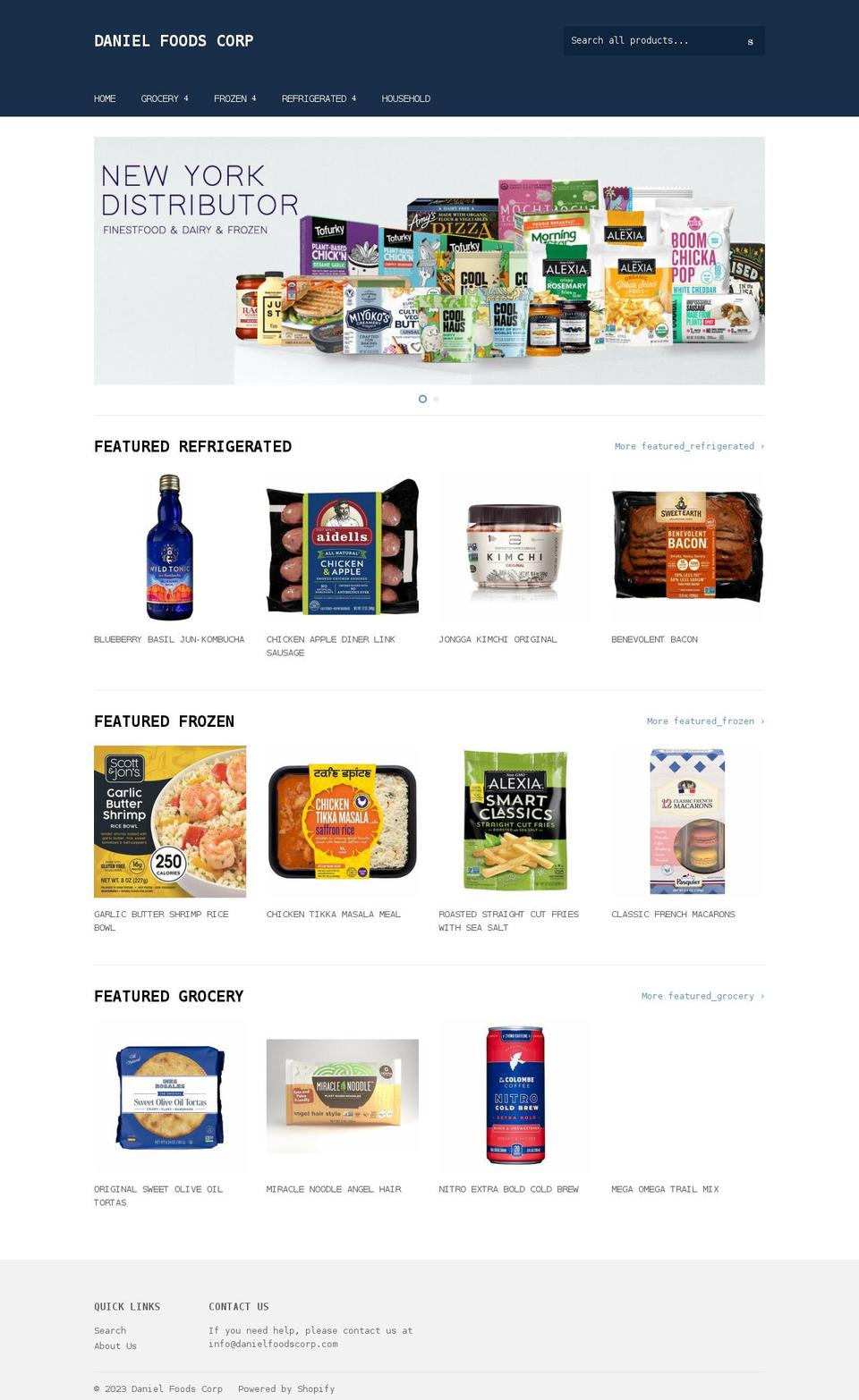 danielfoodscorp.com shopify website screenshot