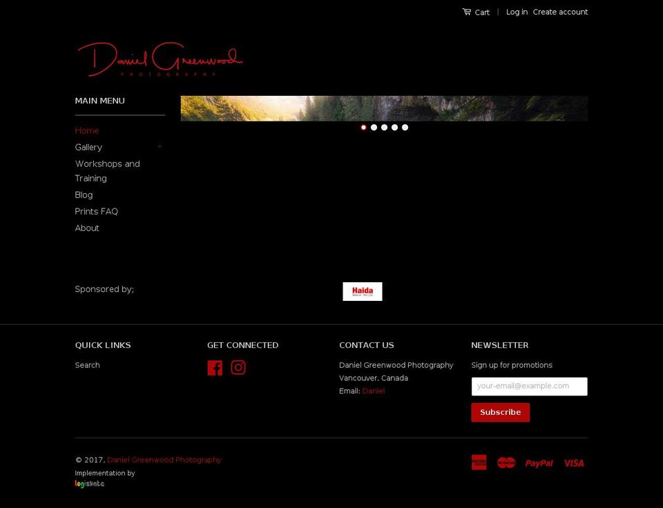danielgreenwoodphotography.com shopify website screenshot