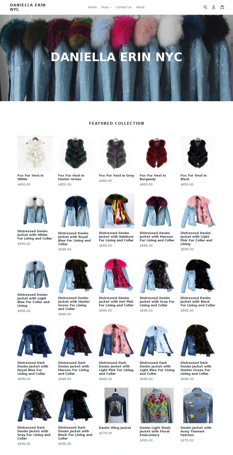 daniellaerinnyc.com — Shopify storefront screenshot