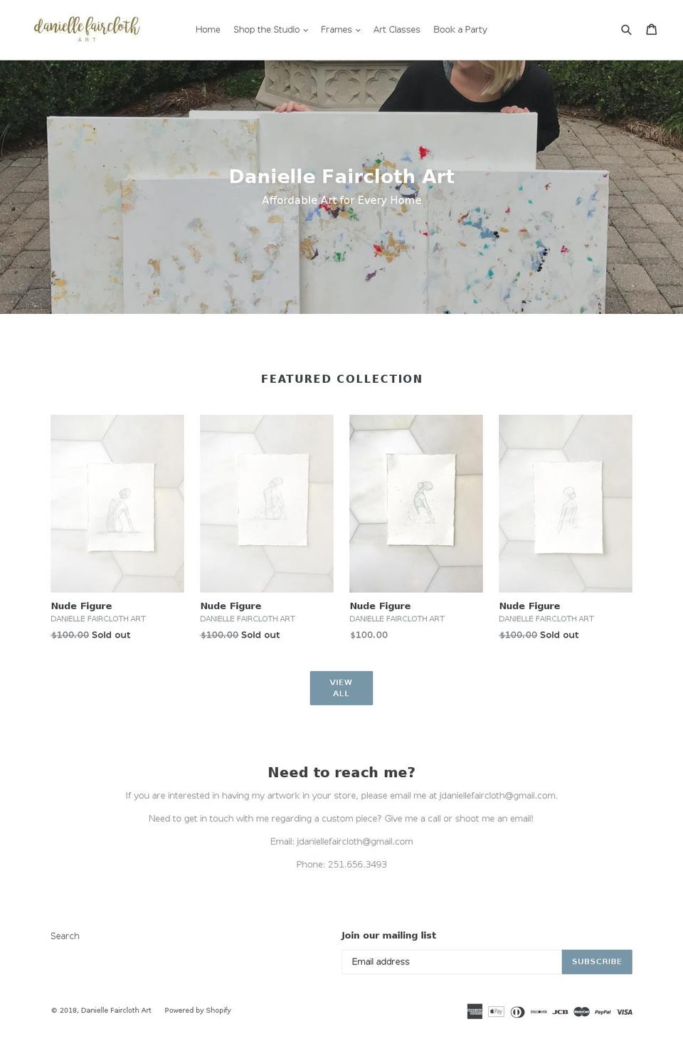 daniellefairclothart.com shopify website screenshot