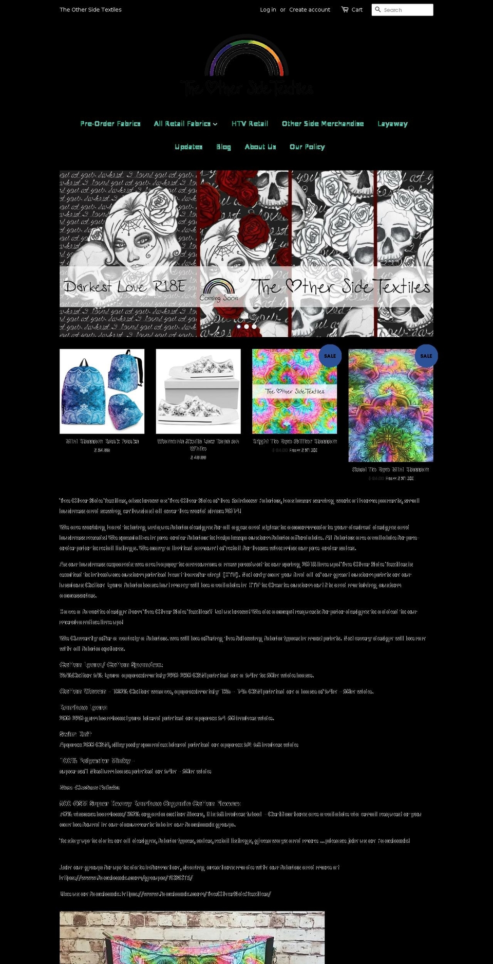 daniellesrainbowfabrics.com shopify website screenshot