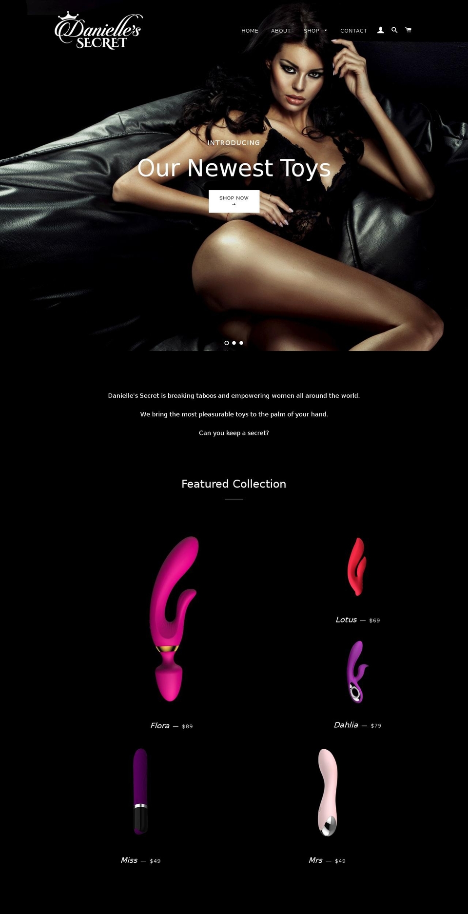 daniellessecret.com shopify website screenshot