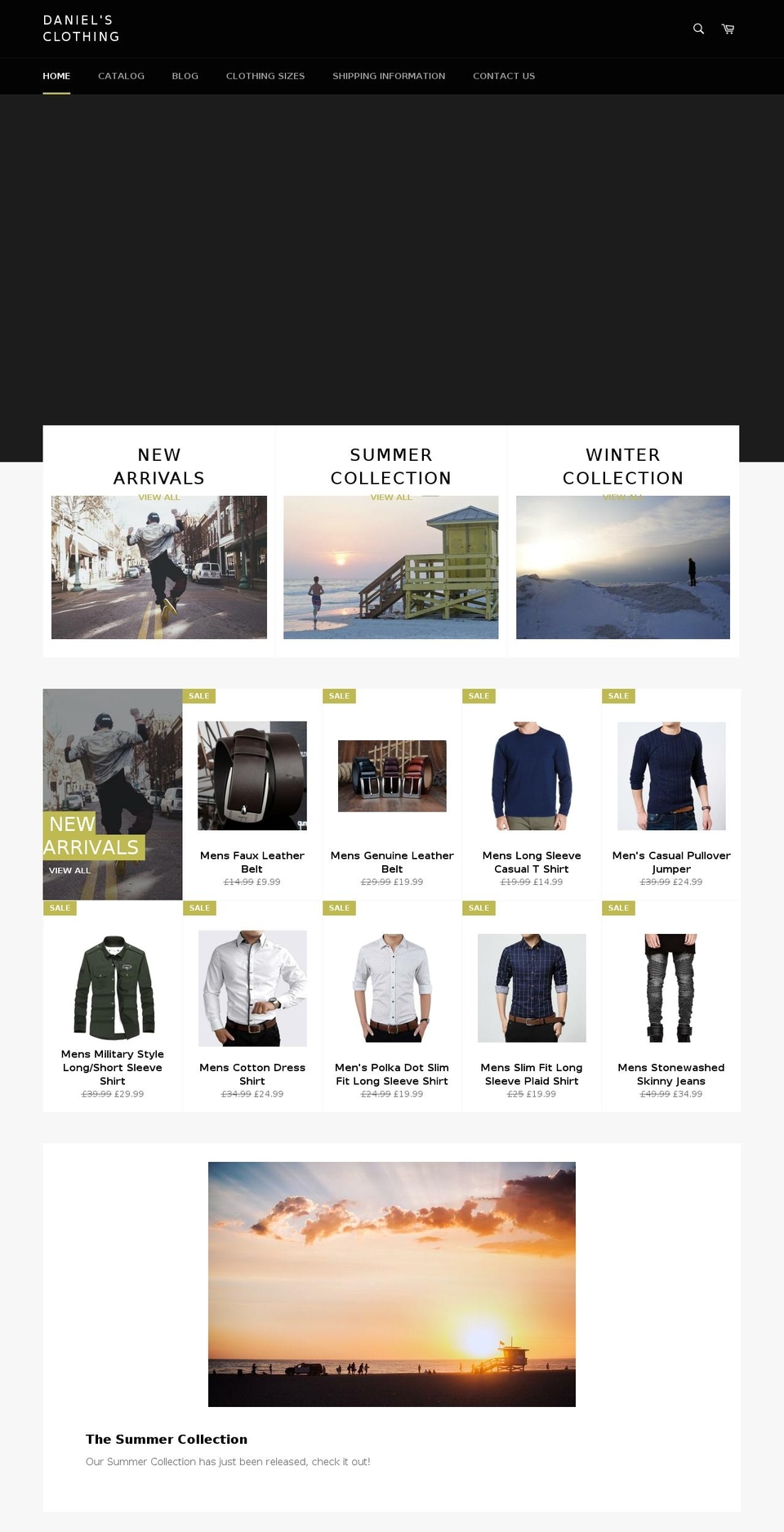 danielsclothing.com — Shopify storefront screenshot