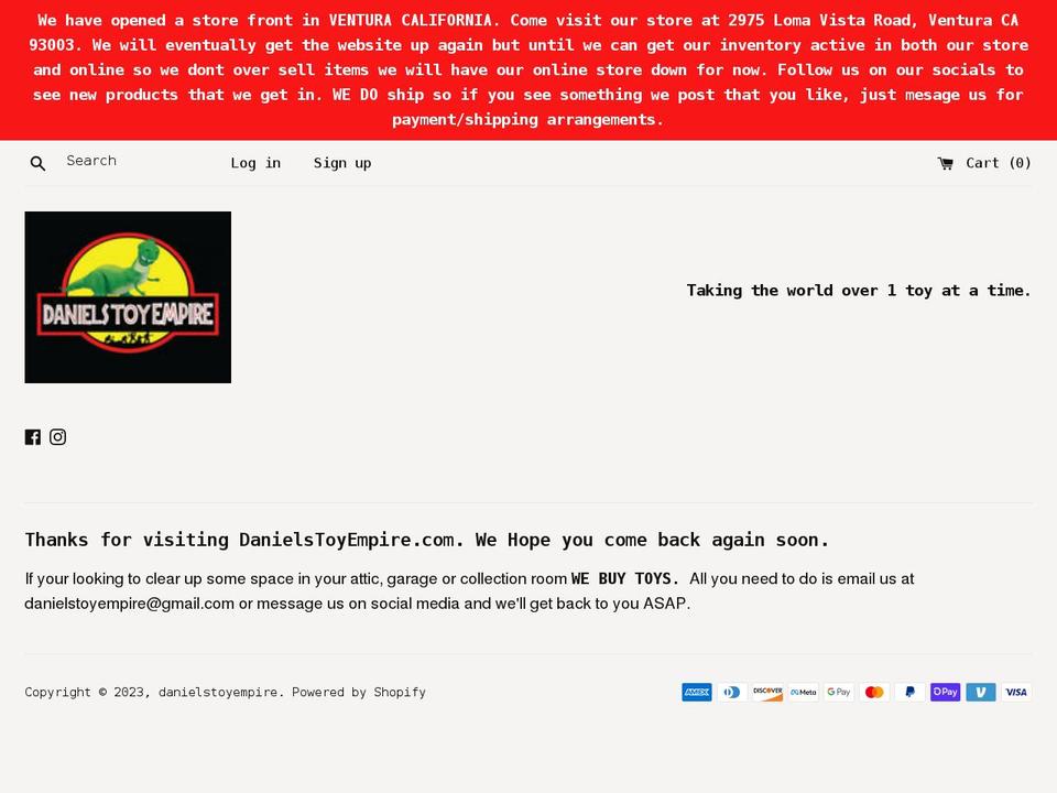 danielstoyempire.net shopify website screenshot