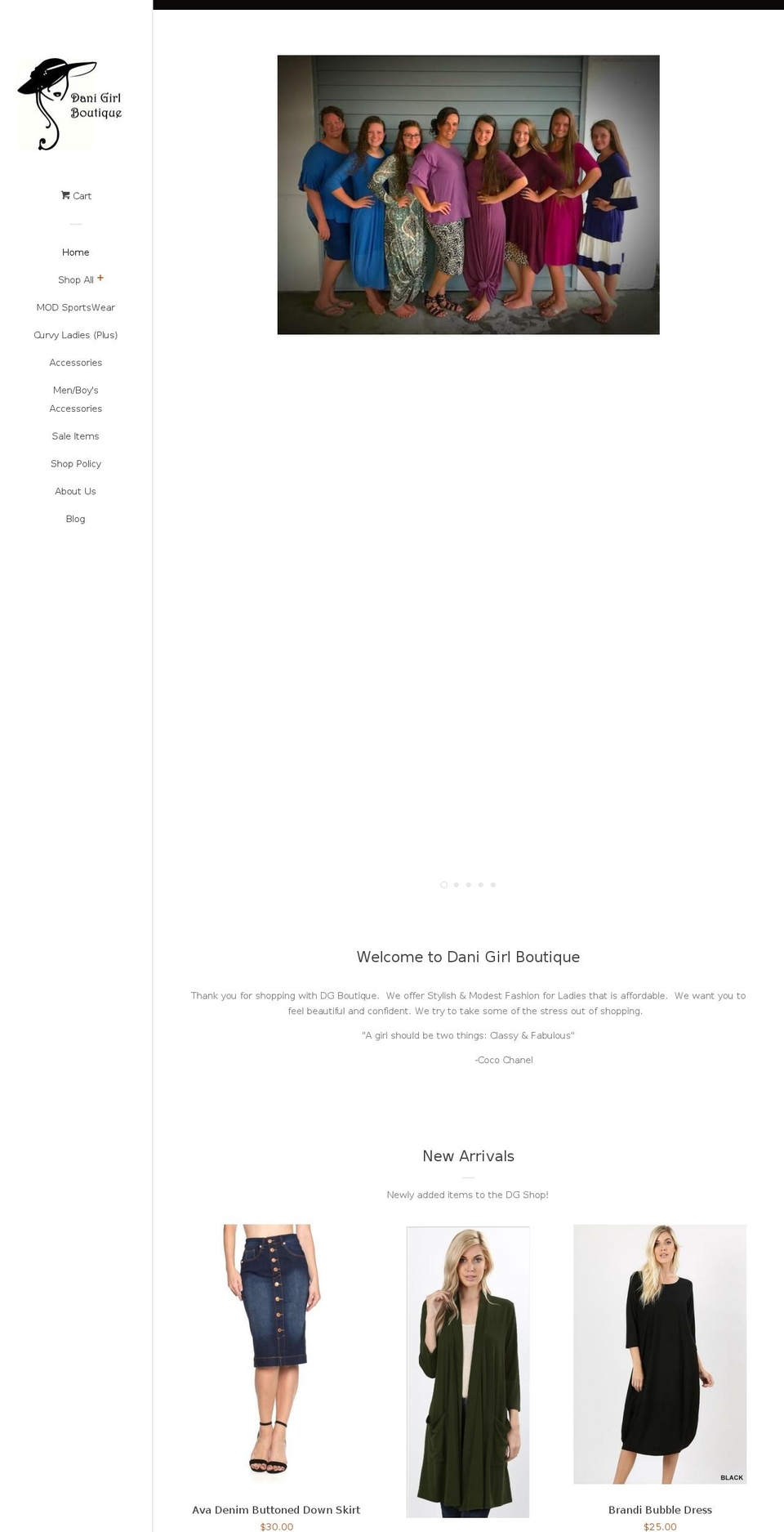 danigirlboutique.com — Shopify storefront screenshot