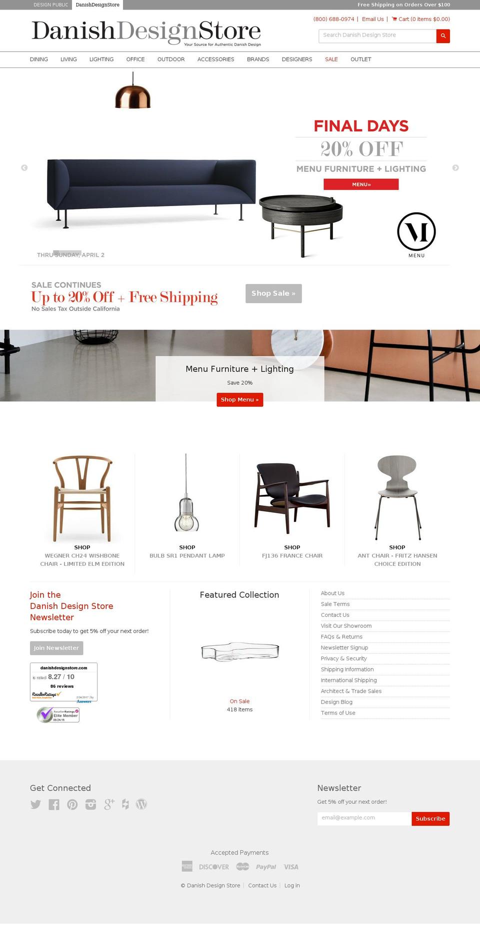 danishdesignstore.com shopify website screenshot