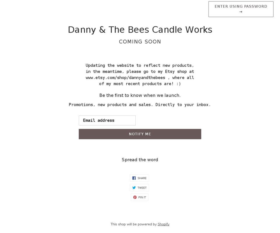 dannyandthebees.com shopify website screenshot
