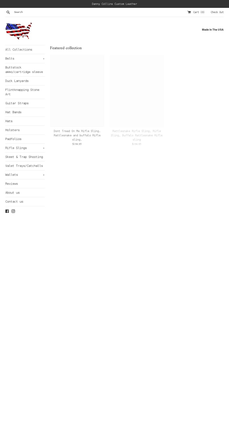 dannycollinscustomleather.com shopify website screenshot