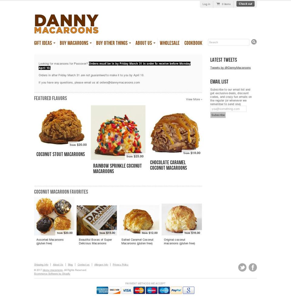 dannymacaroons.com shopify website screenshot