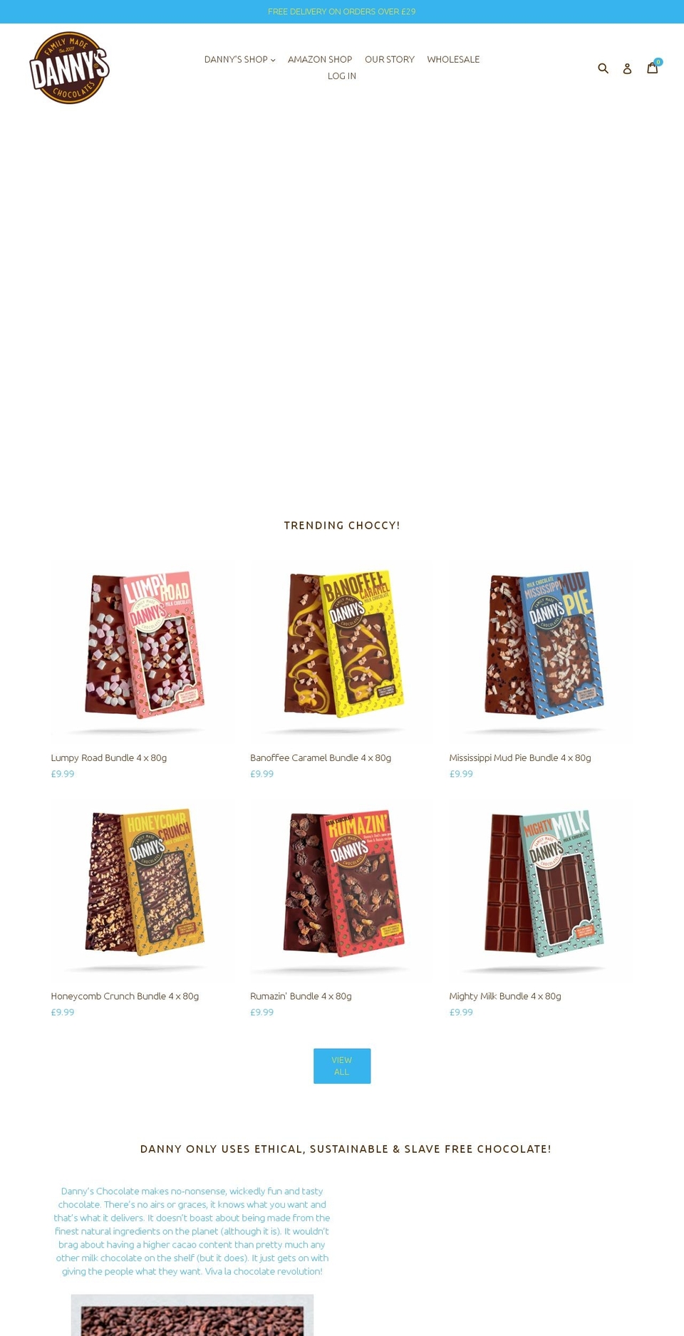 dannyschocolates.com shopify website screenshot