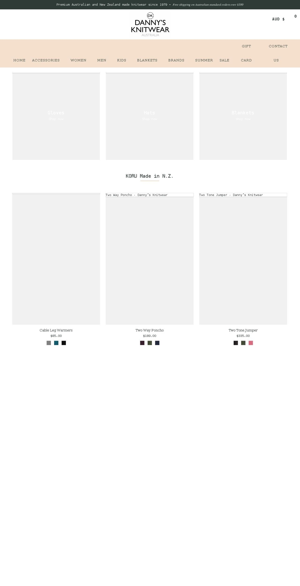 dannysknitwear.com shopify website screenshot