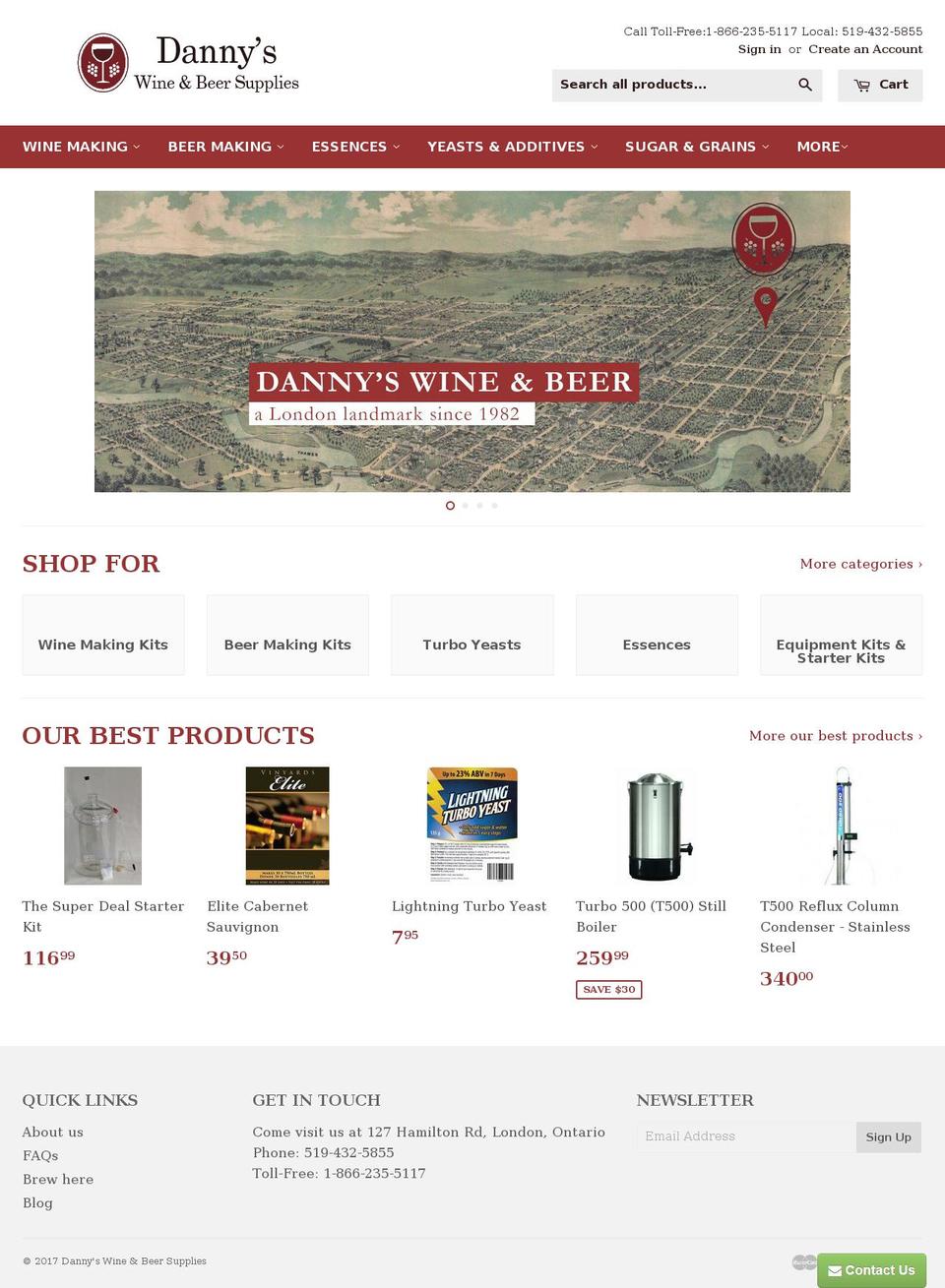 dannyswineandbeer.com shopify website screenshot